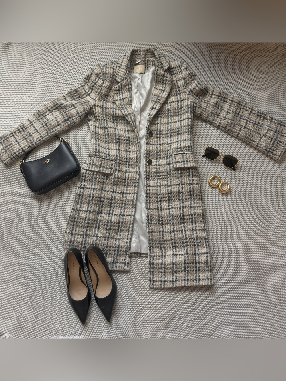 Elie Tahari plaid tweed coat — size 4